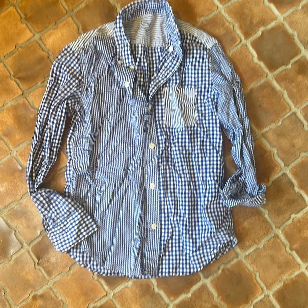 J.Crew button-down lightweight cotton size 12 blue white mix match checkers